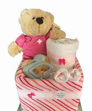 Dr Buddy Bear in Pink Scrubs